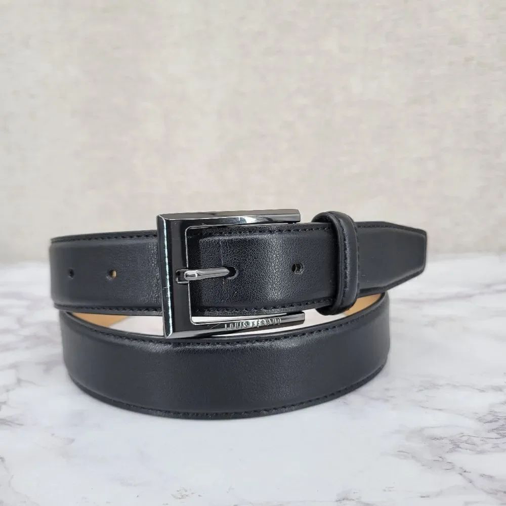 Louis Feraud Paris Classic Black Leather Belt
